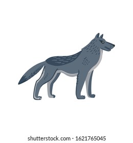 Extinct animals. Dire wolf. Prehistoric extinct american wolfl. Flat style vector illustration isolated on white background