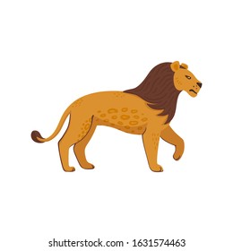 Extinct animals. Panthera atrox. Prehistoric extinct american Lion. Flat style vector illustration isolated on white background