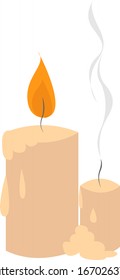 Extinct candle, illustration, vector on white background.