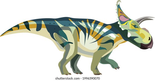 Extinct dinosaur Albertaceratops. Colored vector illustration.