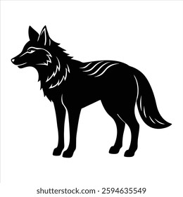 "Extinct Falkland Islands wolf silhouette vector illustration. High-quality, detailed wildlife design perfect for educational materials, conservation projects, and artistic use. Ideal for micro-stock 