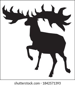 An Extinct Irish Elk On A Black-and-white Illustration