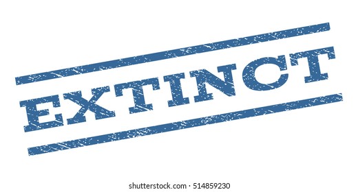 Extinct watermark stamp. Text tag between parallel lines with grunge design style. Rubber seal stamp with unclean texture. Vector cobalt blue color ink imprint on a white background.