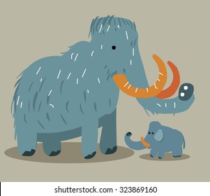 Extinct Wolly Mammoth. Vector Illustration Flat