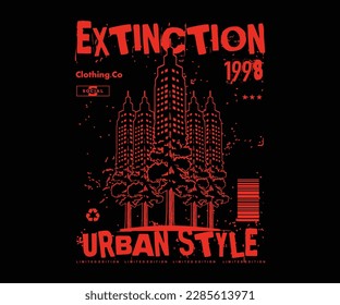  extinción ilustración forestal con estilo de píxel y diseño de camiseta de póster retro, gráfico vectorial, afiche tipográfico o camisetas desgaste de calle y estilo urbano