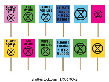 Carteles de la rebelión de extinción sobre el cambio climático