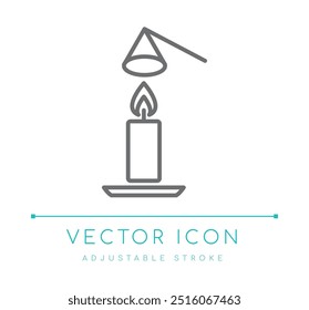 Extinguish Candle vector line icon ensures candle safety and care with clear visual guidance, ideal for candle enthusiasts and safety protocols.