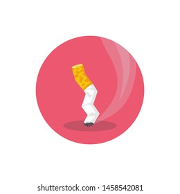 Extinguish cigarette butt. Cartoon style. Smoking icon. Vector illustration flat design. Isolated on white background. Quit smoking sign. Anti tobacco concept. 
