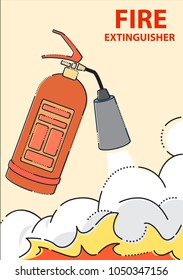 Extinguish fire in line style . Vector illustration design.