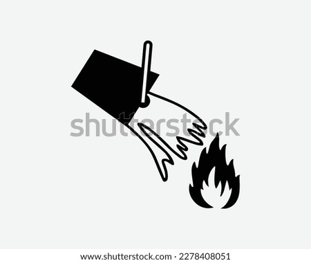 Extinguish Fire Water Bucket Pail Put Out Douse Flames Black White Silhouette Symbol Icon Sign Graphic Clipart Artwork Illustration Pictogram Vector