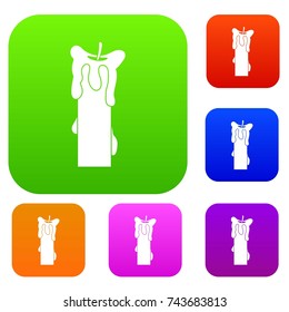 Extinguished candle set icon color in flat style isolated on white. Collection sings vector illustration