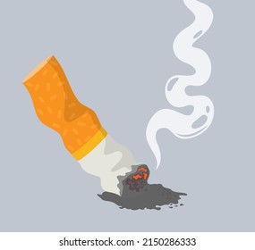 Cigarrillo extinguido. Fumar es malo para la salud. Ilustración del vector