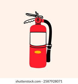 Extinguisher. Cartoon flat style. Fire, safety, firefighter, emergency equipment concept. Hand drawn modern Vector illustration. Isolated design element. Logo, icon, print template