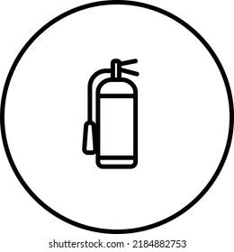 Extinguisher circle black and white outline button, line icon vector illustration, fire extinguisher, fire protection device