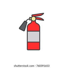 Extinguisher colored flat line icon.