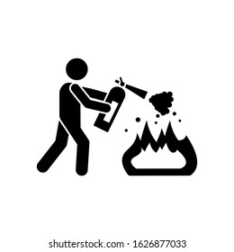 Extinguisher, fire icon. Simple pictogram of human and fire icons for ui and ux, website or mobile application