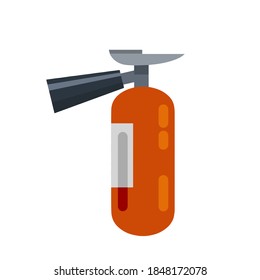 Extinguisher. Flat cartoon illustration. Fireman tool. Red cylinder