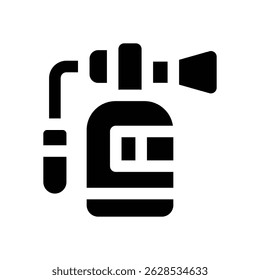 ícone de glifo do extintor. Ícone vetorial forte e sólido para sites, interfaces móveis, apresentações e marca visual. Alta qualidade e fácil de editar.