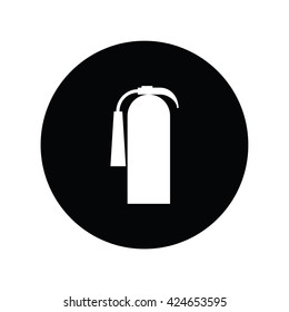 Extinguisher icon in black circle . Vector illustration