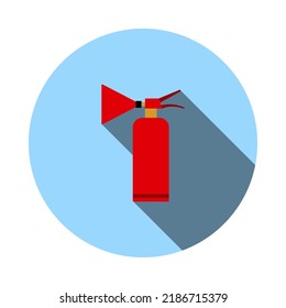 Extinguisher Icon. Flat Circle Stencil Design With Long Shadow. Vector Illustration.