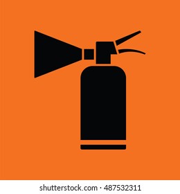 Extinguisher icon. Orange background with black. Vector illustration.