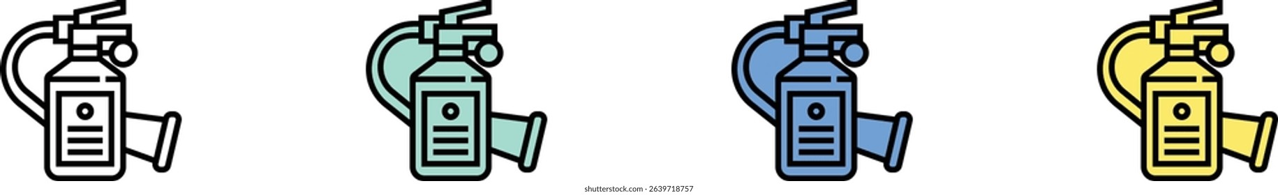 extinguisher icon. Outline, Green, Blue and Yellow Style Design Isolated On White Background
