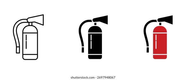 Extinguisher icon set vector on white background. safety, emergency, protection, equipment, symbol.