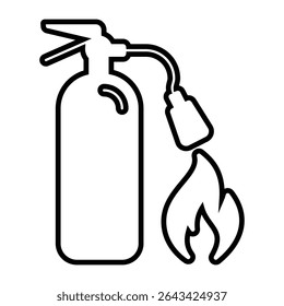 Design do ícone de linha do extintor. Ilustração vetorial do símbolo de contorno preto fino do extintor. ícone de traçado editável no plano de fundo transparente.
