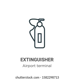 Extinguisher outline vector icon. Thin line black extinguisher icon, flat vector simple element illustration from editable airport terminal concept isolated on white background