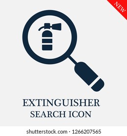 Extinguisher search icon. Extinguisher icon in magnifier icon. Editable Extinguisher search icon for web or mobile.