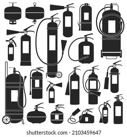 Extinguisher vector black set icon. Equipment for extinguish isolated black set icon. Vector illustration extinguisher on white background.