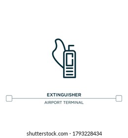 extinguisher vector line icon. Simple element illustration. extinguisher outline icon from airport terminal concept. Can be used for web and mobile
