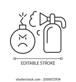 Extinguishing emotions linear icon. Suppressing feelings and emotions that you experience. Thin line customizable illustration. Contour symbol. Vector isolated outline drawing. Editable stroke