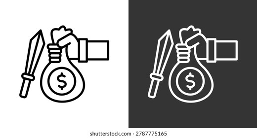 Extortion Black And White Icon Set Collection Pack Vector Illustration