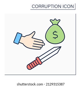 Extortion Color Icon. Obtaining Something Through Force Or Threats. Fight For Wealth. Unfair Richness. Corruption Concept. Isolated Vector Illustration