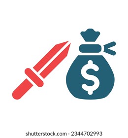 Extortion Glyph Two Color Icon For Personal And Commercial Use.
