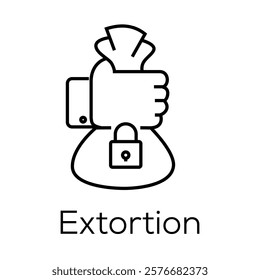 Extortion Icon – Hand with Money Representing Cyber Ransom Demands