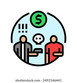 extortion money business cash color icon vector. extortion money business cash sign. isolated symbol illustration