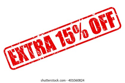 EXTRA 15 OFF RED STAMP TEXT ON WHITE
