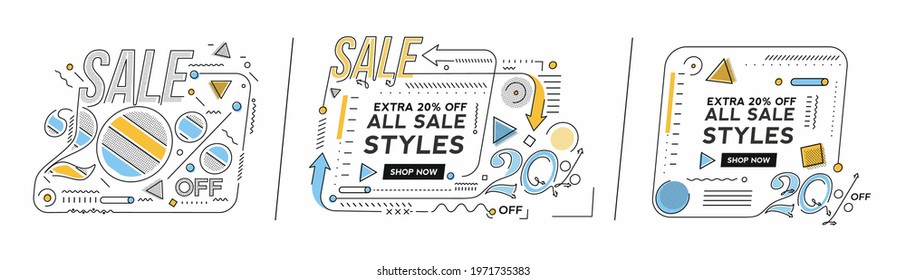 Extra 20% OFF Flash Sale Discount Banner Template Promotion Big sale special offer. end of season special offer banner. vector illustration.