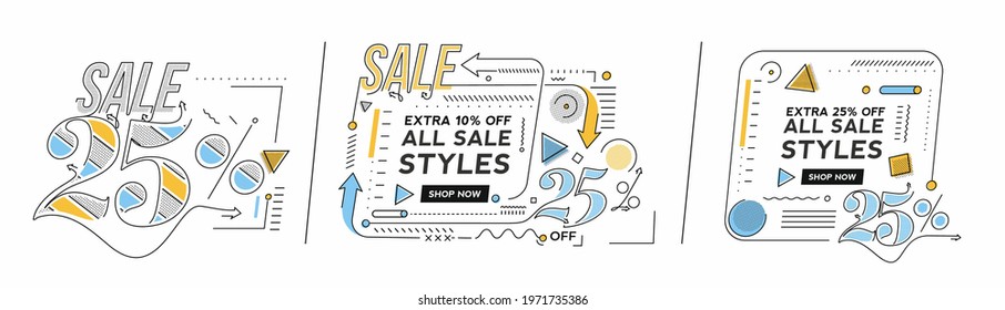 Extra 25% OFF Flash Sale Discount Banner Template Promotion Big sale special offer. end of season special offer banner. vector illustration.