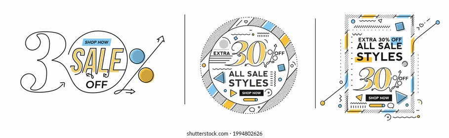Extra 30% OFF Flash Sale Discount Banner Template Promotion Big sale special offer. end of season special offer banner. vector illustration.