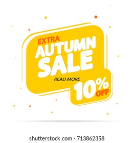 Extra Autumn Sale, discount 10% off, bubble banner, element design template, design template, app icon, vector illustration