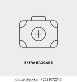 Extra Baggage thin line icon or logo. Symbol or sign on airline or travel app theme. Vector line illustration.