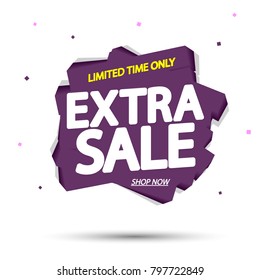 Extra, banner design template, discount tag, app icon, vector illustration
