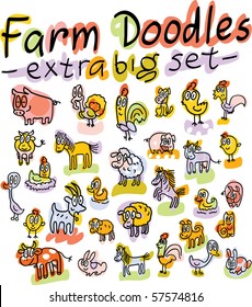 extra big set of vector farm animals