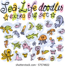 extra big set of vector sea animals