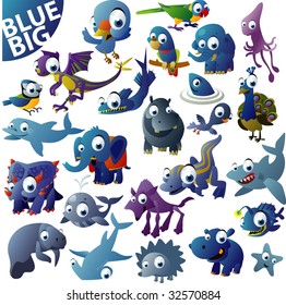 conjunto de animales azul vector extra grande