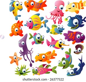 extra big vector fish set