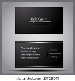 Extra black vector visit card with highlighted words for business